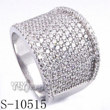 Blanco 925 joyería de plata con Zirconia mujeres anillo (S-10515)